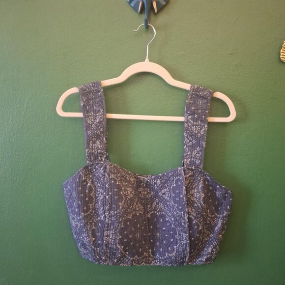 Madewell Quilted Sweetheart Crop Top - Picture 1 of 5